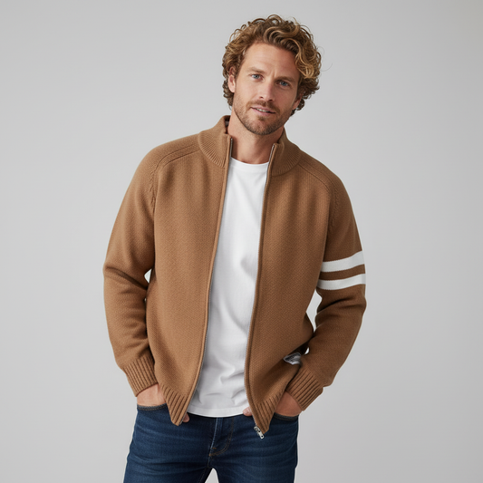Striksweater med lynlås