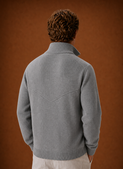 Herren-Strickcardigan-Jacke mit durchgehendem Reißverschluss