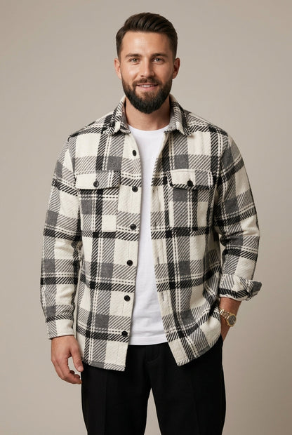 Afslappet ternet overshirt til mænd