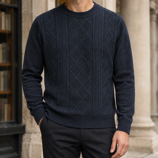 Textured Knit Crew Neck Sweater