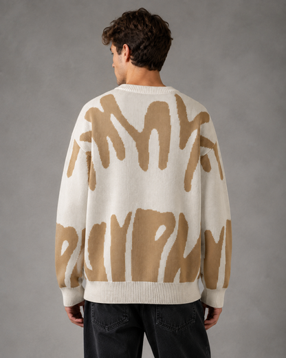 Herren-Strickpullover mit abstraktem Muster und überschnittenen Schultern