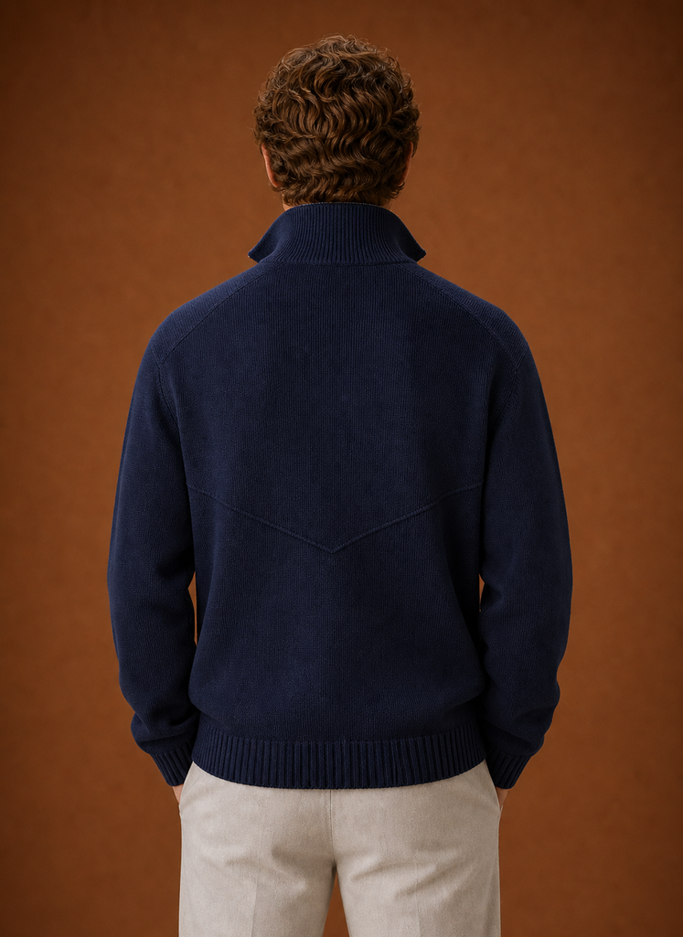 Herren-Strickcardigan-Jacke mit durchgehendem Reißverschluss
