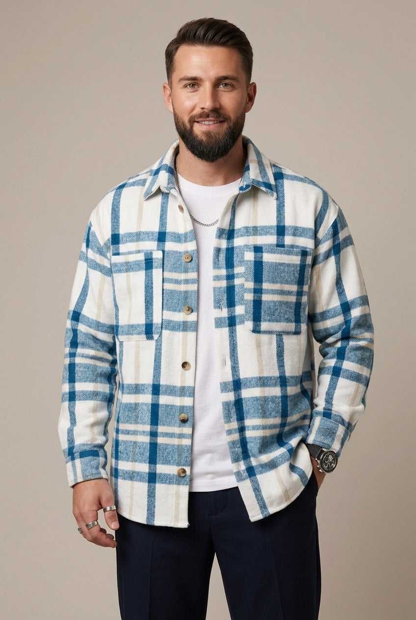Afslappet ternet overshirt til mænd