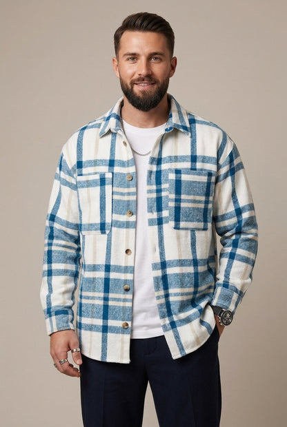 Afslappet ternet overshirt til mænd